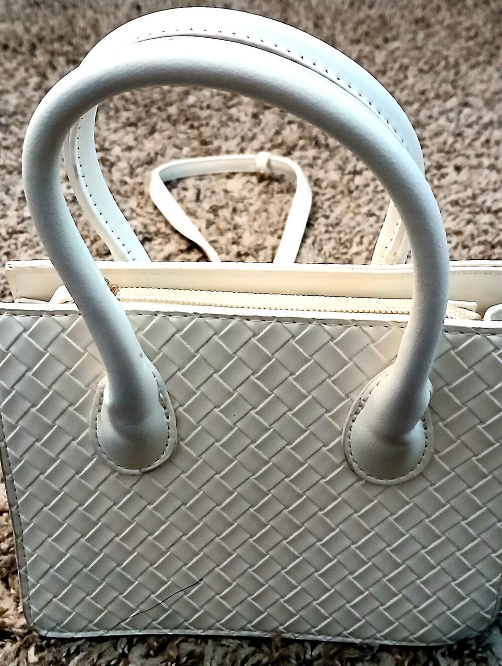Forever 21 White Woven Satchel Handbag